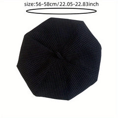 Embossed Beret Solid Vintage Painter Cap Octagonal Hat For Women