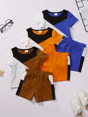 Block T shirt & Shorts Toddler Boys 2pcs Set
