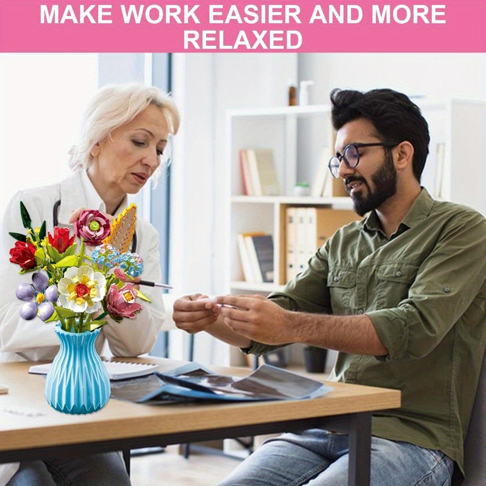 Flower Bouquet Building Blocks Set DIY Decoration Unique Gift