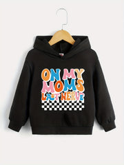 Boys Casual Hooded Sweatshirt Spring Fall Letter Print Pullover Long Sleeve
