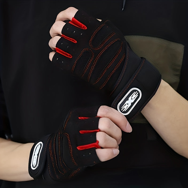 2pcs Half Finger Gym Fitness Gloves Anti Slip Weight Lifting Gloves
