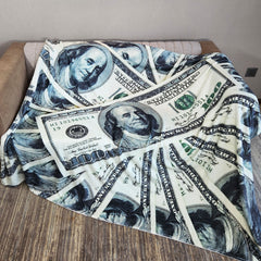 Warm Flannel Blanket with 3D Dollar Pattern Printing