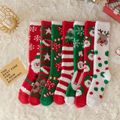 15 Pairs Cartoon & Christmas Fuzzy Socks Women's Stockings