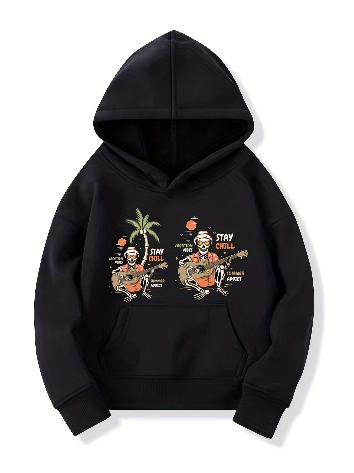 Guitar Skeletons Pattern Hoodie for Girls Halloween Party