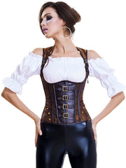 Punk Sleeveless Corset Bustier Tummy Control Lace Up Open Bust Body Shaper