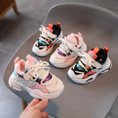 Girls' Striped Mesh Running Shoes - Lace Up - Ages 1-6