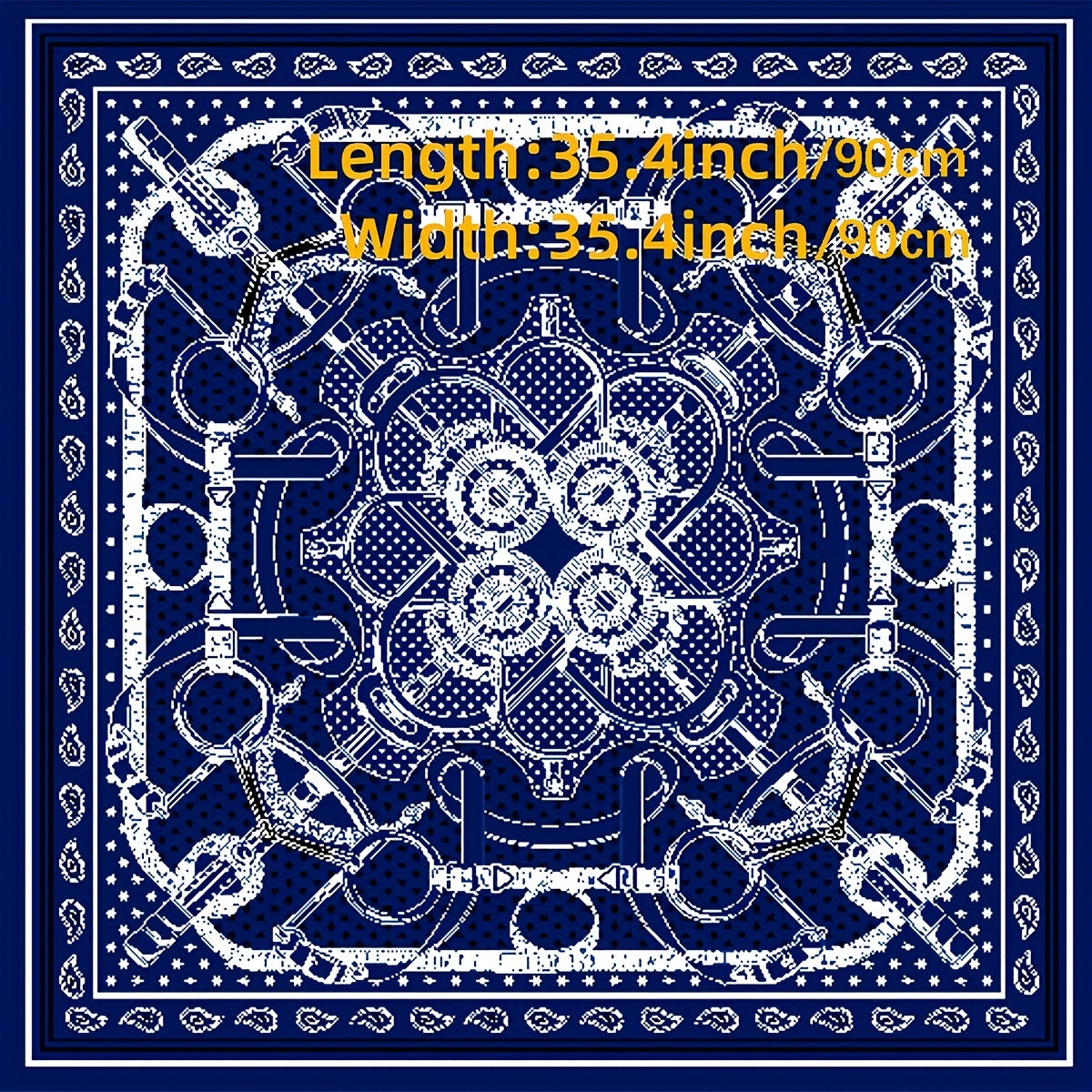 Satin Geometric Chain 35 Square Scarf Silk Like Hair Scarf Wrap