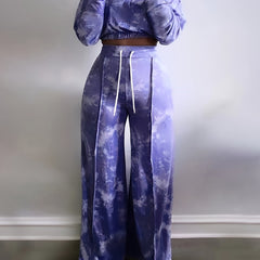Tie Dye One Shoulder Crop Top & Pants Set