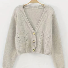 Solid Button Front Cardigan Long Sleeve Casual Vacation Women's Clothing