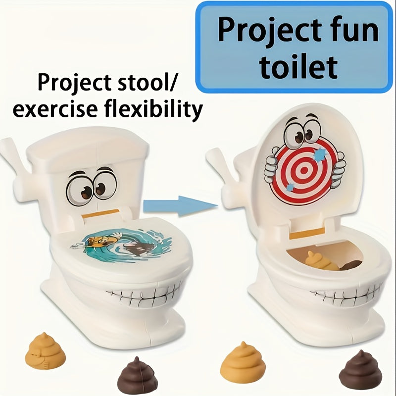 Poop Shooting Family Game Set w/ Toilet & Launchers