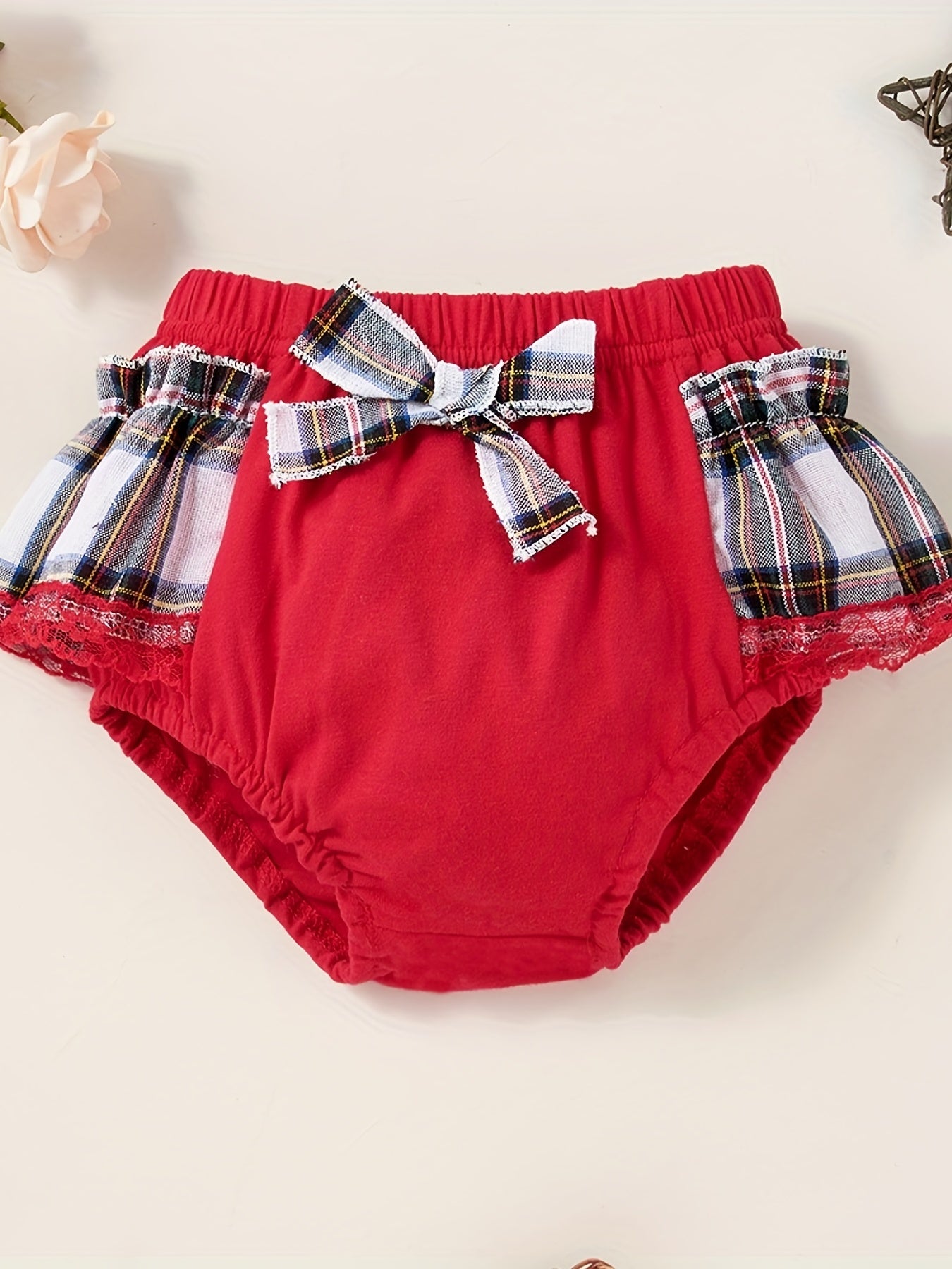 Baby Girl's Bow Plaid Training Pants