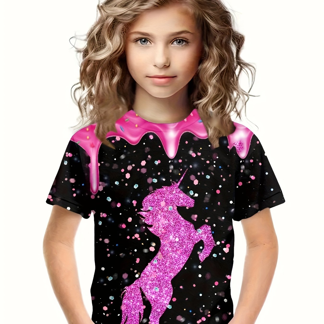 Girls Boys Unicorn Graphic Tee Short Sleeve T-Shirt Summer Sports Clothes