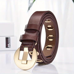 Oval Rivet Belt Casual Hollow PU Leather Women Pin Buckle Pants Belts