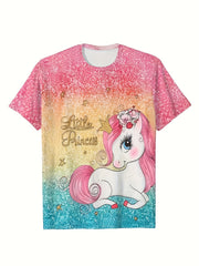 Sequin Unicorn Short Sleeve T-shirt Girls Spring Summer Gift