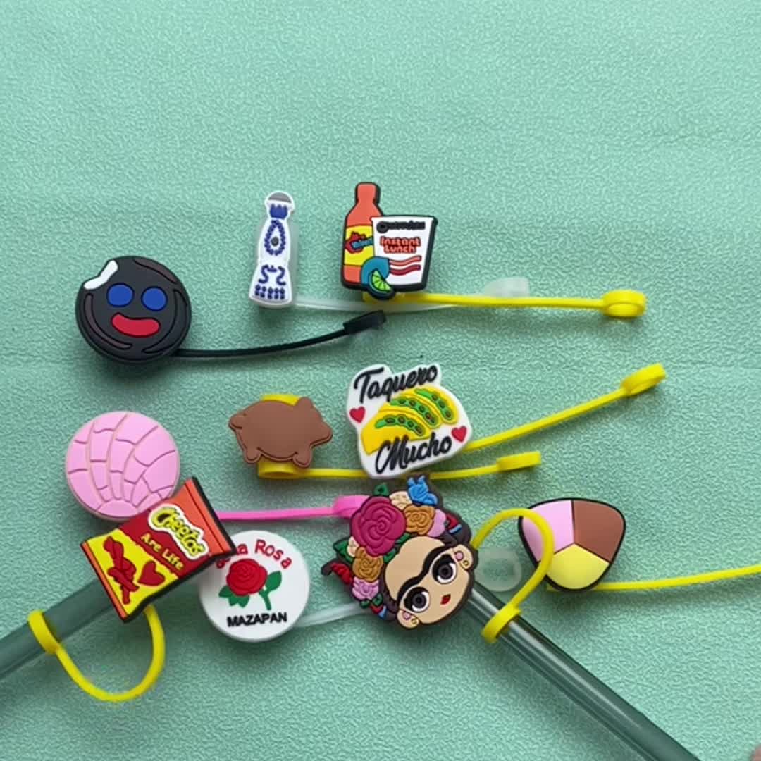 10pcs Cartoon Straw Cover Reusable Dustproof Straw Lids For Tumblers