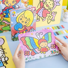 Kids Sand Art Craft Kit with Colored Sand & 10 Painting Cards