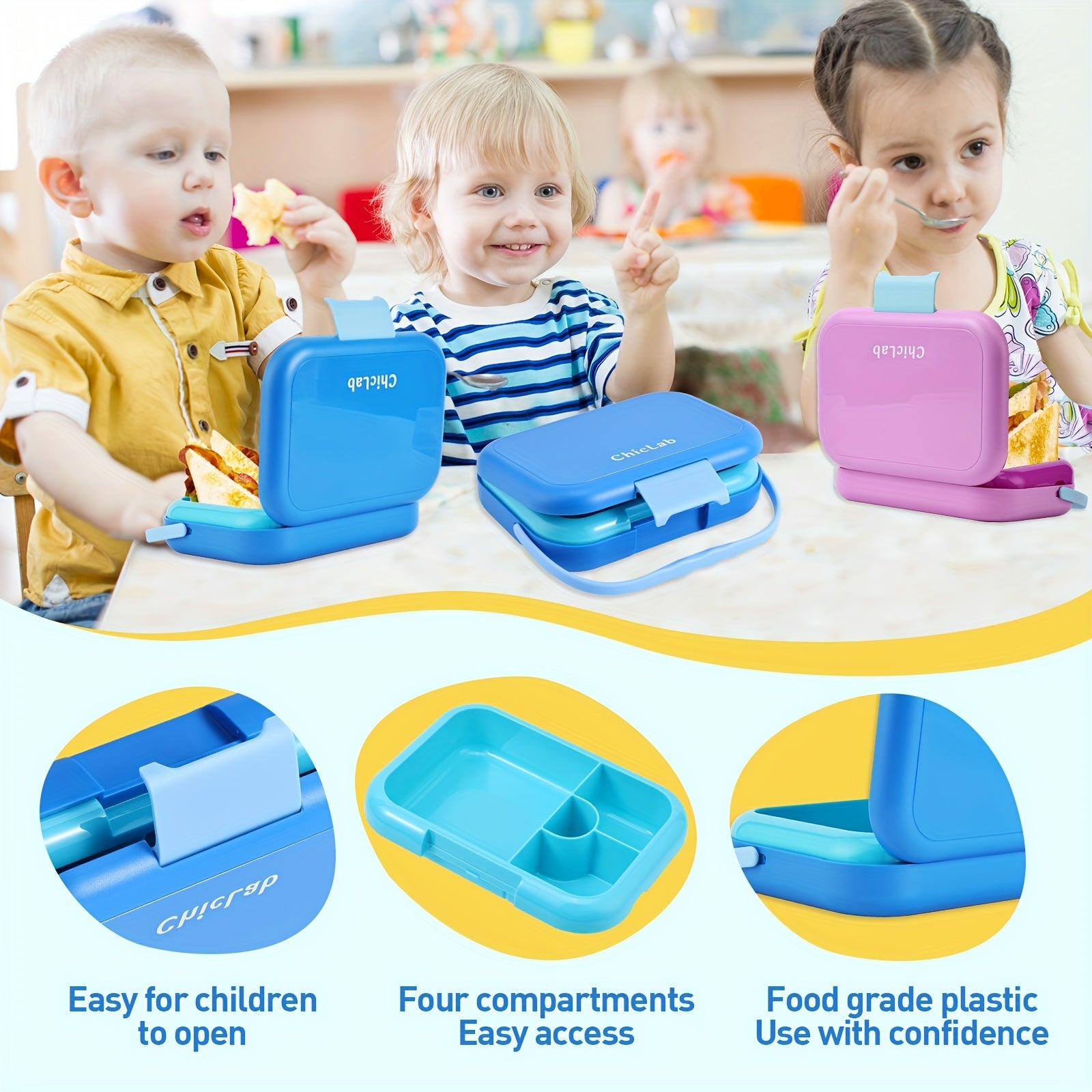 Portable 4-grid PP Lunch Box for Camping Picnic and Beach