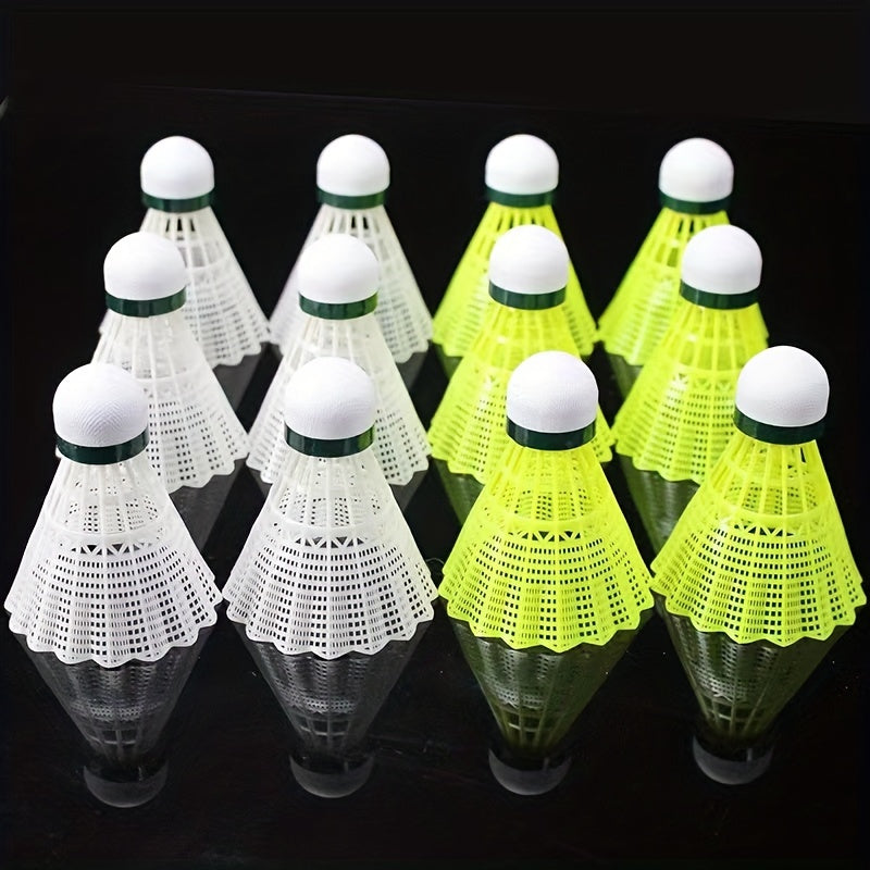 12pcs Nylon Shuttlecocks for Indoor/Outdoor Badminton Training Yellow