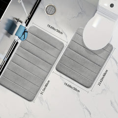 2pc Memory Foam Bathmat Set Anti Skid U Shaped Rugs