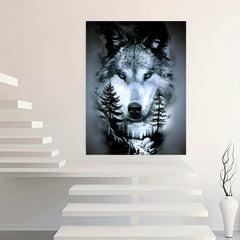 Forest Wolf Canvas Painting Frameless Decorative Wall Art Picture