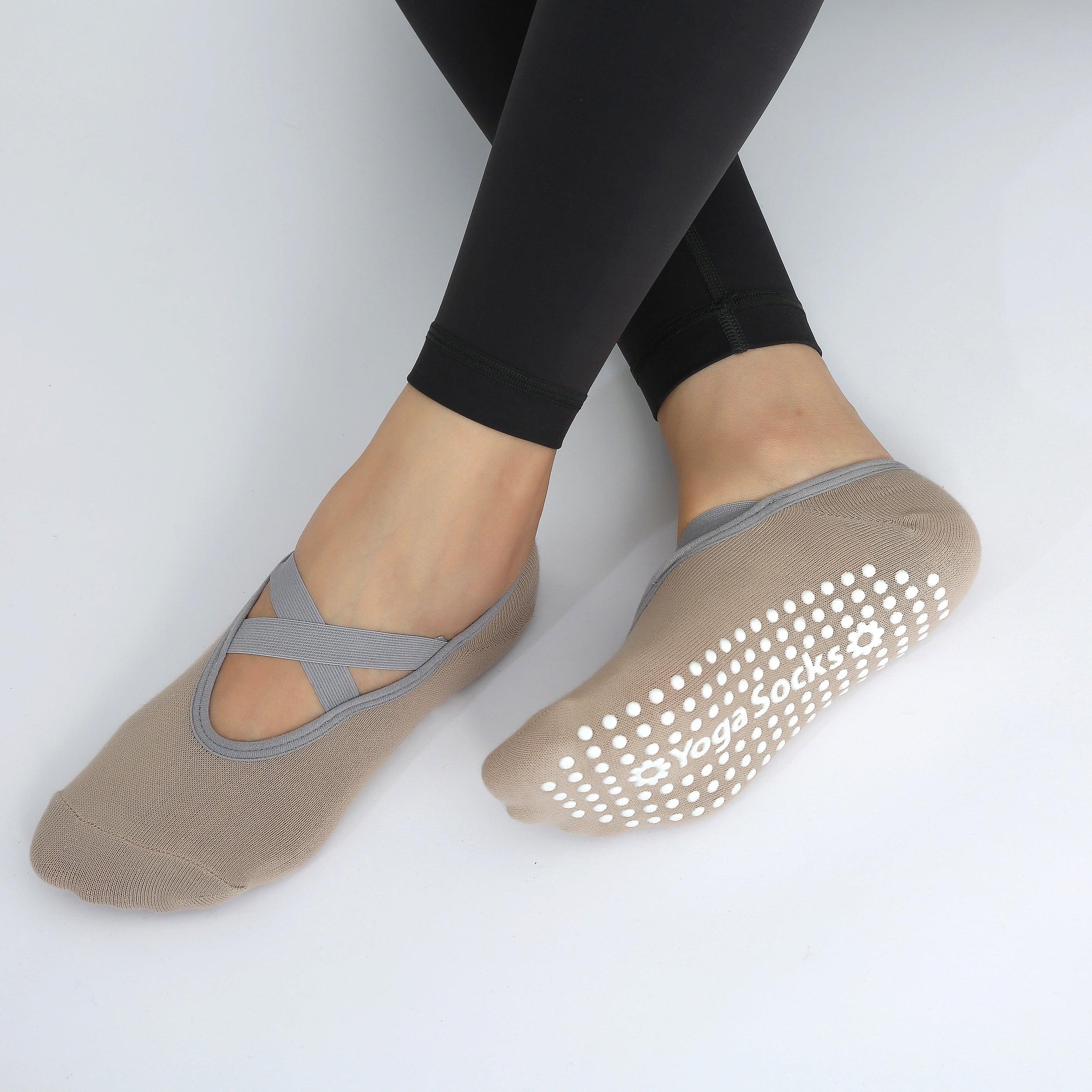 Women's Cross Strap Yoga Socks Non-slip Grips Sports Socks