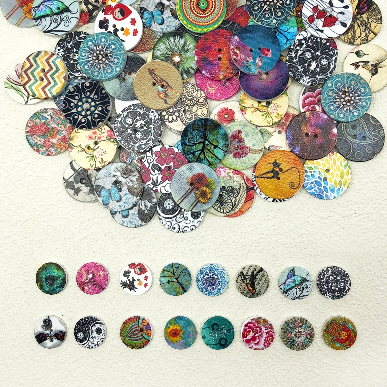50pcs 1 Wood Craft Buttons Vintage Bulk Wooden Buttons for Sewing Supplies