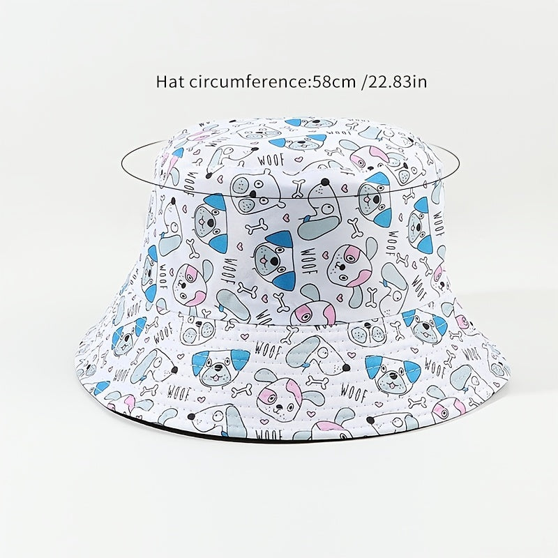 Dog Print Bucket Hat Lightweight Summer Sun Visor Cap