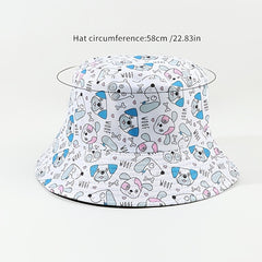 Dog Print Bucket Hat Lightweight Summer Sun Visor Cap