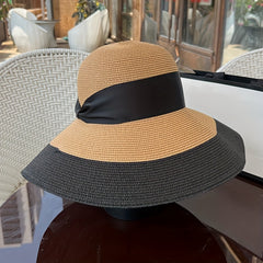 Vintage Wide Brim Sunscreen Straw Hat for Summer Travel