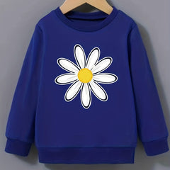 Smart Daisy Flower Pattern Sweatshirt For Girls Round Neck Top