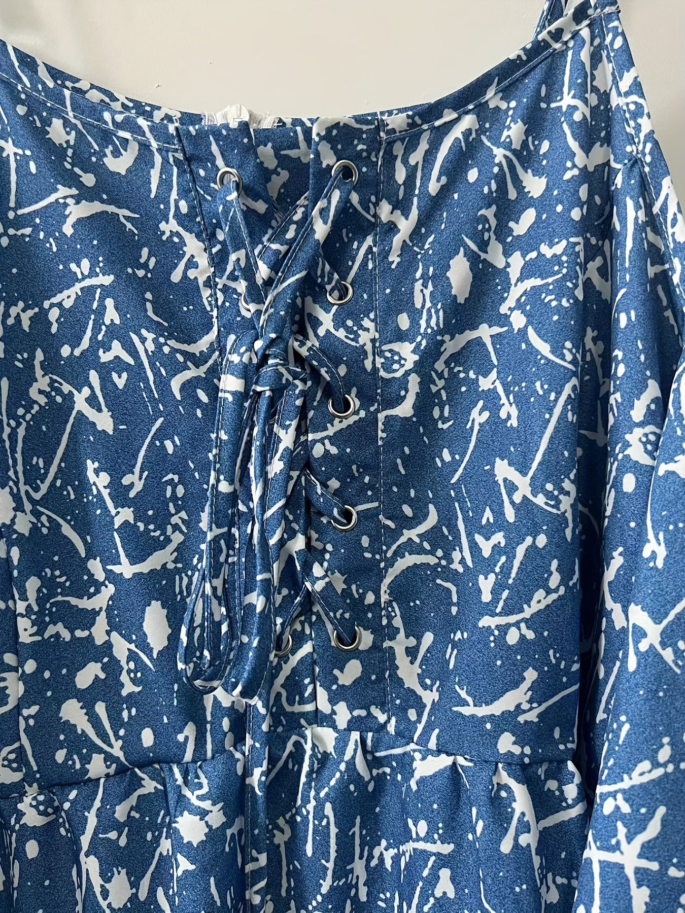 Plus Size Random Print Cold Shoulder Dress