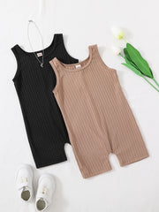 2pcs Toddler Girls Ribbed Rompers Jumpsuit