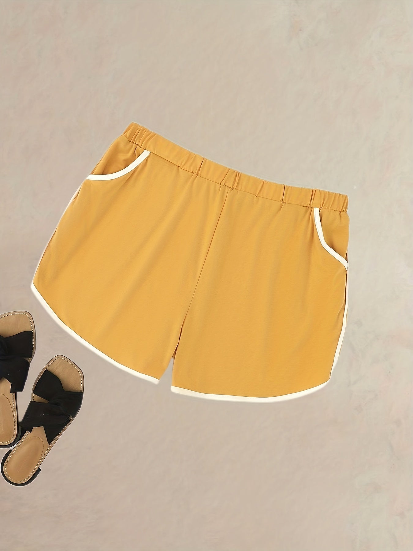 Sports Shorts Elastic Contrast Track Shorts With Pockets