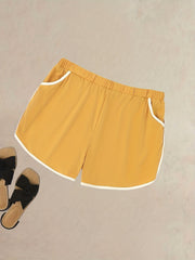 Sports Shorts Elastic Contrast Track Shorts With Pockets
