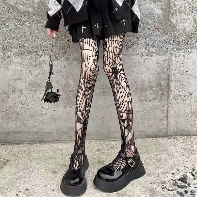 Skull Pattern Fishnet Tights Halloween Pantyhose Women's Stockings
