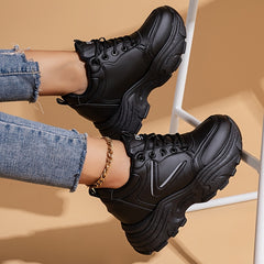 Waterproof Running Sports Shoes Thick Sole Lace up Sneakers Women's Footwear