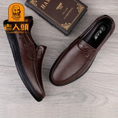 Men's Old Man Logo Loafer Shoes Non-slip Slip On