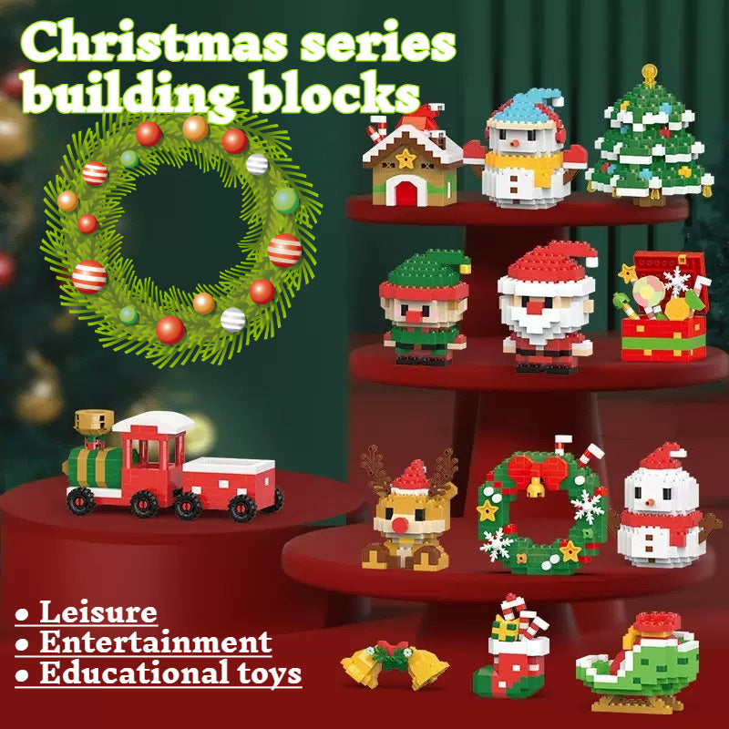Christmas Characters Building Blocks Toys Santa Train Snowman Reindeer