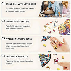 502pcs Wooden Puzzle Sun and Moon Face Age 14 Hell Difficulty Mixed Colors