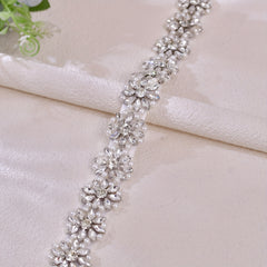 Bridal Sash with Pearls & Rhinestones Waist Belt for Weddings