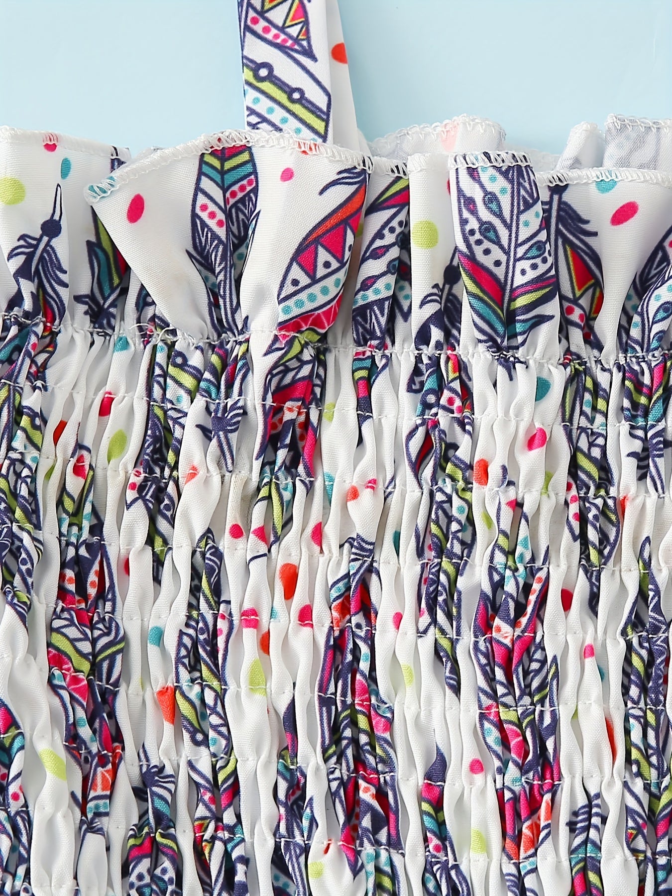 Girls Vintage Leaf Print Spaghetti Strap Jumpsuit