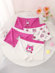 Girl's Bear Print Cotton Boxer Briefs Elastic Waist Shorts