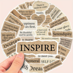50pcs Inspirational Poetry Stickers for Journals Laptops Guitars - Vinyl Decals
