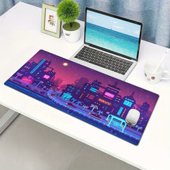 Pixel Style Night City Scene Vehicle Art Anti-Slip Mouse Pad