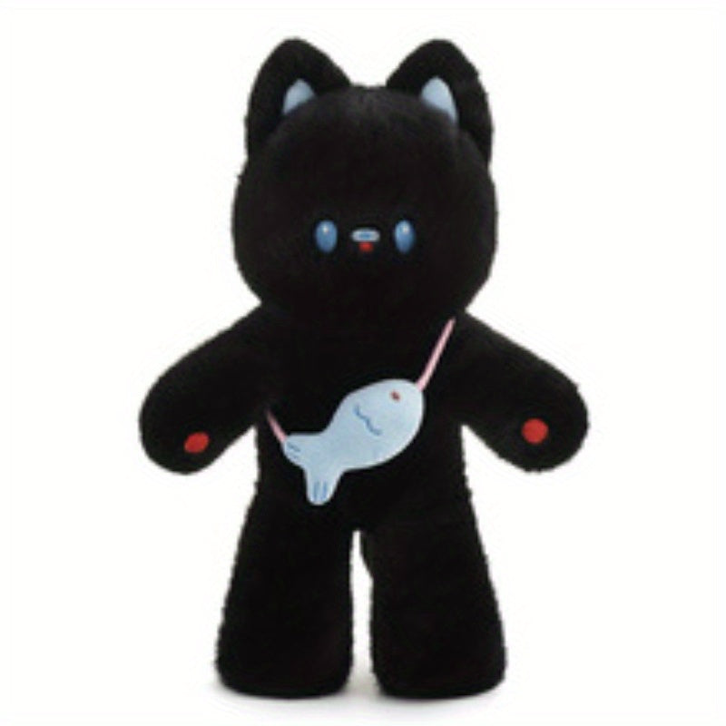 Cute Kitten Plush Toy Fish Backpack with Bow Tie