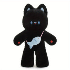 Cute Kitten Plush Toy Fish Backpack with Bow Tie