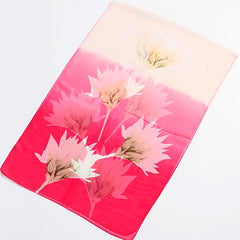 Lotus Print Gauze Scarf Thin Casual Shawl Women Outdoor Windproof Wraps