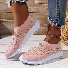 Women's Rhinestone Mesh Breathable Tennis Sports Shoes Lightweight Non slip