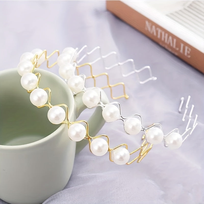 Girls Faux Pearl Hair Hoop Princess Hair Accessories For Party
