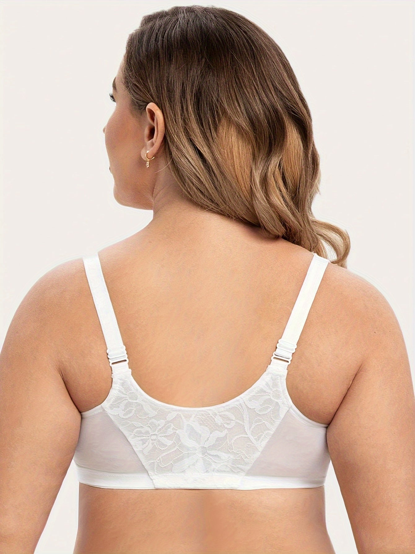 Floral Lace Front Closure Racer Back Underwire Bra